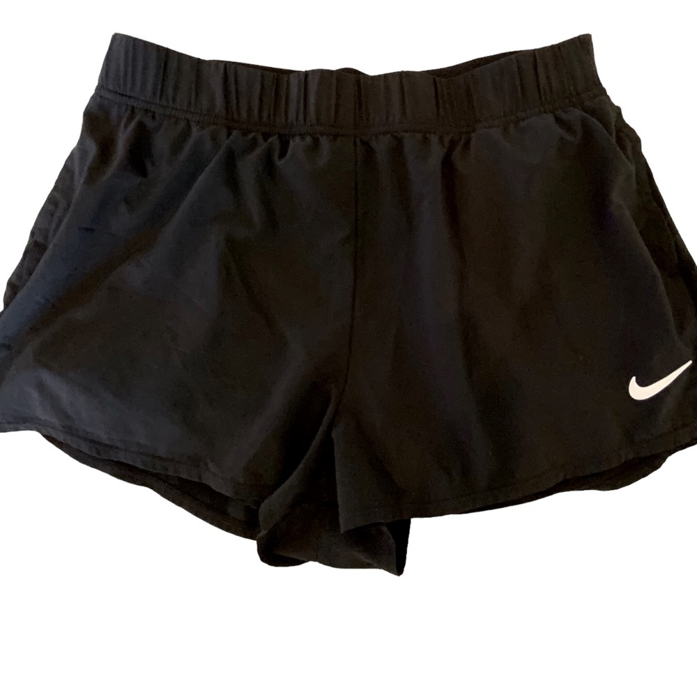 Nike Dri-Fit Athletic Shorts Black With White Logo Size Medium